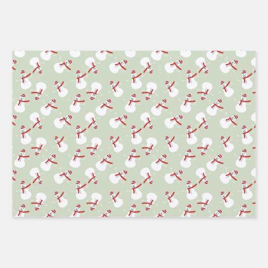 Cute Snowman Pattern  Inpakpapier Vel (Voorkant 2)