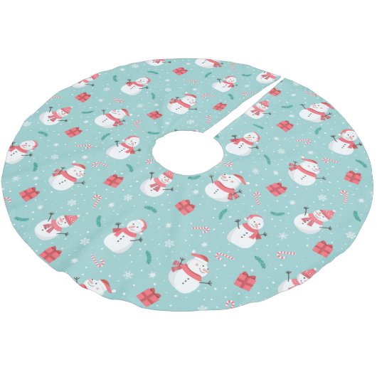 Cute Snowman Pattern Kerstboom Rok (Gekanteld)