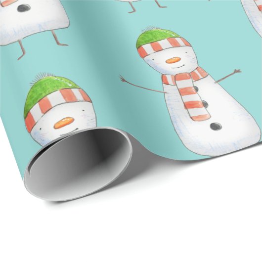 Cute Snowman Pattern Kerstmis Cadeaupapier (Rol Hoek)