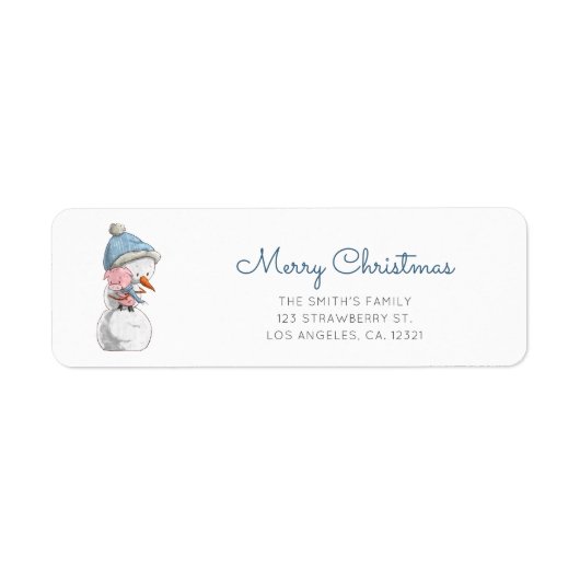 Cute Snowman Pig Return Address Etiket (Voorkant)