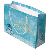 Cute Snowman Pine Tree Holiday Groot Cadeauzakje (Achterkant Gekanteld)