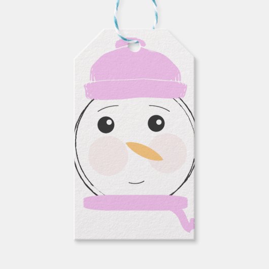 Cute Snowman Pink-kerstfeest Cadeaulabel (Voorkant)