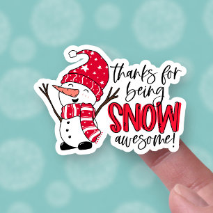 Cute Snowman Pun Bedankt voor Geweldige winter Sticker