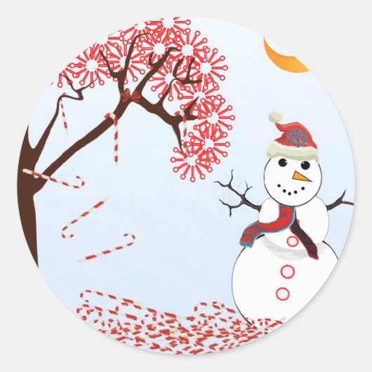 Cute Snowman Ronde Sticker (Voorkant)