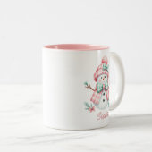 Cute Snowman Rose Vert Mug personnalisé (Devant droit)