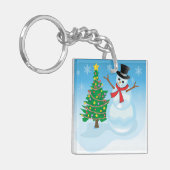 Cute Snowman Sleutelhanger (Voorkant Links)