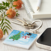 Cute Snowman Sleutelhanger (Voorkant Rechts)