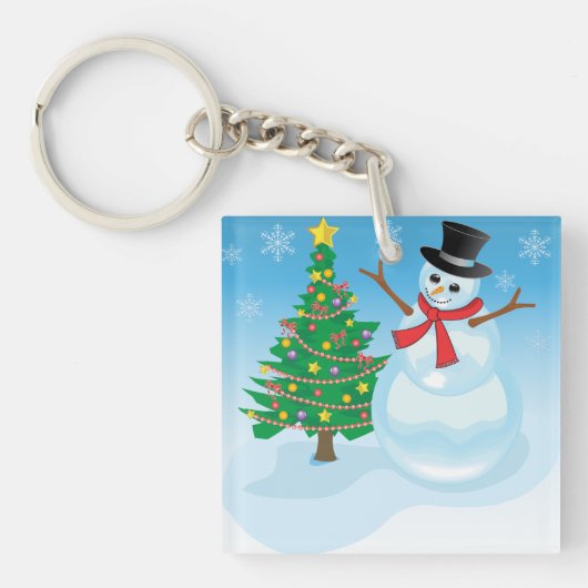 Cute Snowman Sleutelhanger (Voorkant)