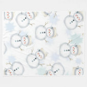 Cute Snowman & Snowflake Pattern Blanket  Fleece Deken (Voorkant (Horizontaal))