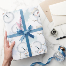 Cute Snowman & Snowflake Pattern  gift wrapping  Cadeaupapier