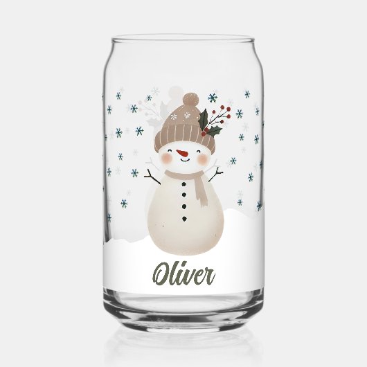 Cute Snowman Snowflakes Kids Name (Recto)