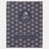 Cute Snowman Snowflakes Pattern Blue Winter Fleece Deken (Voorkant)