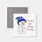 Cute Snowman Square Magnet Magneet (Voorkant / Achterkant)