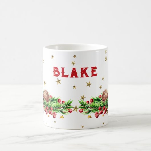 Cute Snowman Stars Aangepaste naam Kerstmis Mok (Center)