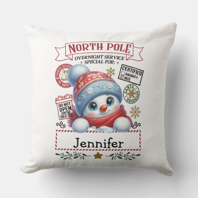 Cute Snowman Throw Pillow Kussen (Voorkant)