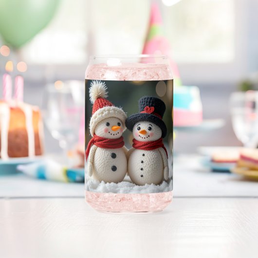 cute snowman together blikvorm glas (Insitu (Verjaardag))