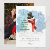 Cute Snowman Top Hat Merry Kerstscript Foto Feestdagenkaart (Voorkant / Achterkant)