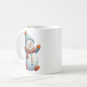 Cute Snowman Turquoise Orange Hiver Café Mug (Devant gauche)