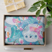 Cute snowman turquoise watercolor pattern tissuepapier (Geschenk)