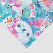 Cute snowman turquoise watercolor pattern tissuepapier (Detail)