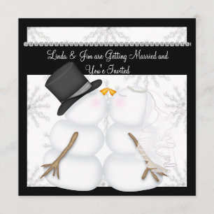 CUTE Snowman Wedding Invitations avec Snowflakes