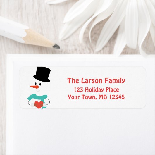 Cute Snowman Winter Holiday Custom Address Etiket (Insitu)