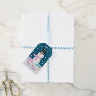 Cute Snowman Winter Kerstmis Cadeaulabel