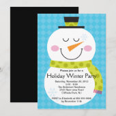 Cute Snowman Winter Party Invitation Kaart (Voorkant / Achterkant)