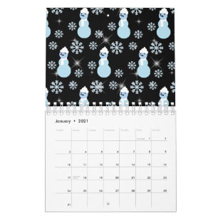 Cute Snowman Winter Snowflake Sparkles Snowing Kalender