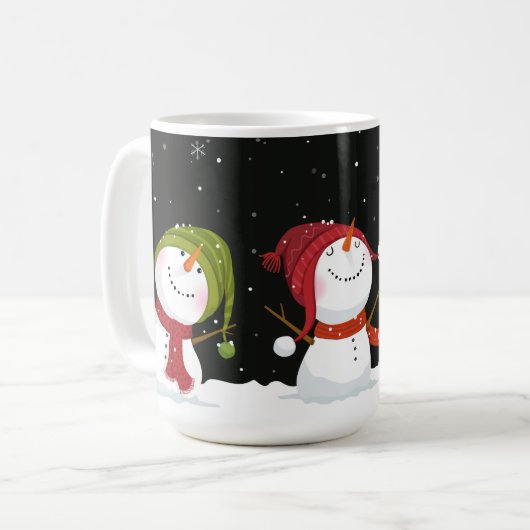 Cute Snowmen Coffee Mok (Voorkant links)