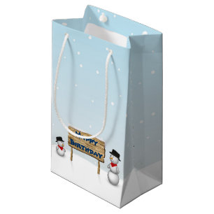Cute Snowmen die Happy Birthday wenst Klein Cadeauzakje
