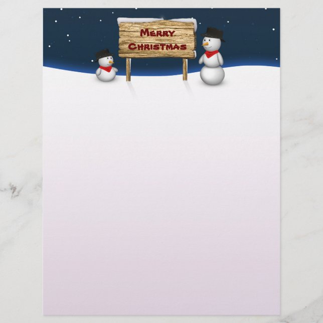 Cute Snowmen die vrolijk kerstfeest wensen (Voorkant)