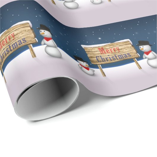 Cute Snowmen die vrolijk kerstfeest wensen Cadeaupapier (Rol Hoek)