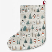 Cute Snowmen en kerstbomen Grote Kerstsok (Achterkant)