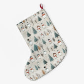 Cute Snowmen en kerstbomen Grote Kerstsok (Achterkant (Hangend))