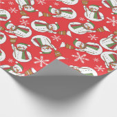 Cute Snowmen en Snowflakes Kerstmis Cadeaupapier (Hoek)