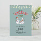 Cute Snowmen Family Christmas Party invitation  (Debout devant)