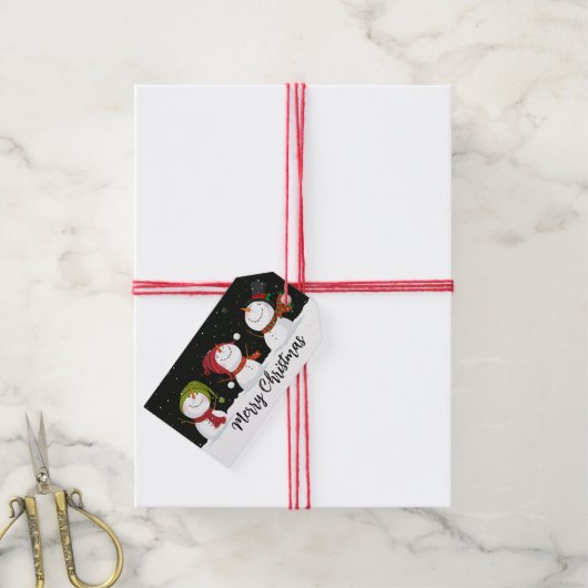 Cute Snowmen Gift Labels Cadeaulabel (Met Touw)