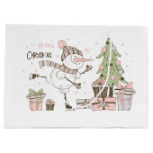 Cute Snowmen Ice Skating Groot Cadeauzakje (Achterkant)