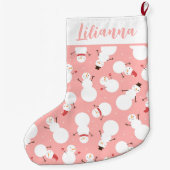 Cute Snowmen Large Kerstmis Stocking Grote Kerstsok (Achterkant)