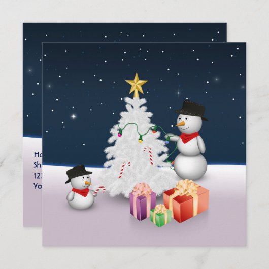 Cute Snowmen met kerstboom Kaart (Voorkant / Achterkant)