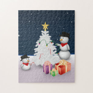 Cute Snowmen met kerstboom Legpuzzel