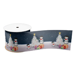 Cute Snowmen met kerstboom Lint