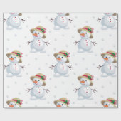 Cute Snowmen Pattern Cadeaupapier (Vlak)