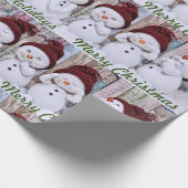 Cute Snowmen Prettige feestdagen Merry Kerstseizoe Cadeaupapier (Hoek)