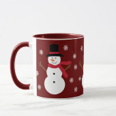 Cute Snowmen & Snowflakes Festive Red Ringer Mok (Links)