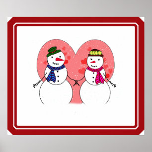 Cute Snowmen Snowy Sweethearts - Sneeuw in liefde Poster