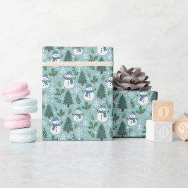 Cute Snowmen Winter Pattern Wrapping Paper Roll Cadeaupapier