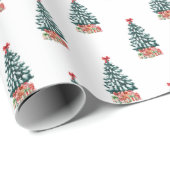 Cute Snowy Christmas Tree Cadeaupapier (Rol Hoek)