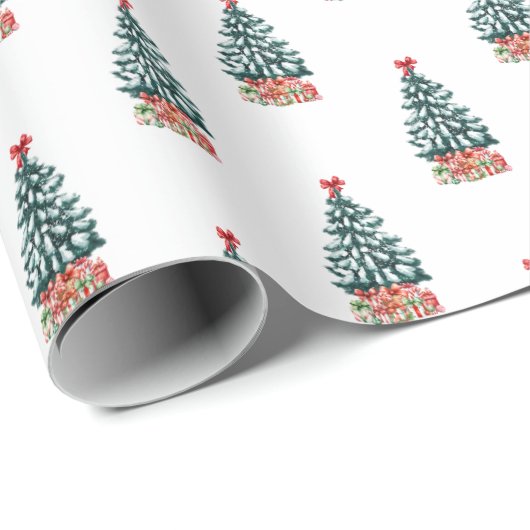 Cute Snowy Christmas Tree Cadeaupapier (Rol Hoek)